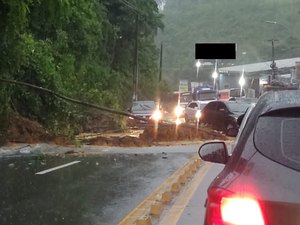 Barreira cai e obstrui trecho da Avenida Leste-Oeste