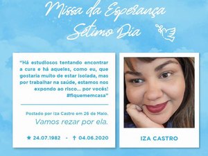 Família de Iza Castro realiza Missa da Esperança on-line nesta quarta (10)