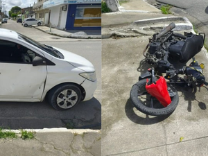 Duas pessoas ficam feridas após colisão entre carro e moto na Cidade Universitária, em Maceió