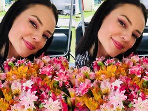 Paolla Oliveira recebe buquê de flores: 'presente incrível'