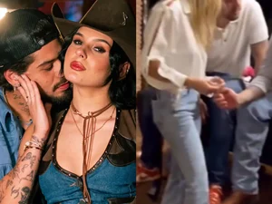 Veja o momento em que Zé Felipe troca carícias com loira em festa