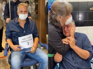 Orlando Morais tem alta hospitalar após vencer a Covid-19 e ganha carinho de Glória Pires