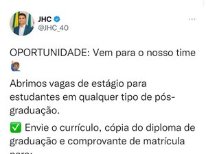 JHC anuncia vagas de estágios para pós-graduação em Maceió