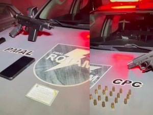 Homem é preso com submetralhadora dentro do carro na parte alta de Maceió