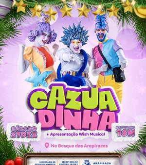 Prefeitura promove espetáculo musical com a banda Cazuadinha e companhia Ormusy, no Bosque das Arapiracas﻿