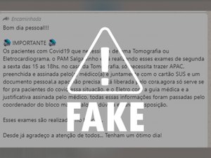 É falso que Pam Salgadinho faz exames sem liberação do CORA em pessoas com Covid-19