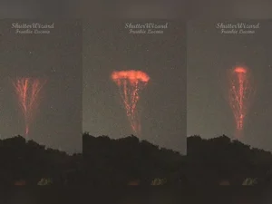 Mundo invertido? Fotógrafo clica raios explodindo para o espaço. Vídeo
