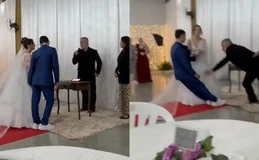 Jovem desmaia no próprio casamento após noiva chegar ao altar em SC, e vídeo viraliza
