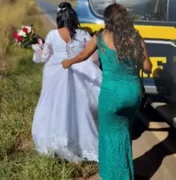 Carro quebra e noiva é 'resgatada' pela PRF para chegar ao casamento no DF