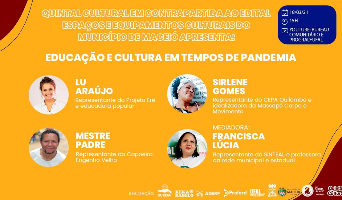 Instituto Quintal Cultural promove  webnário sobre educação e cultura