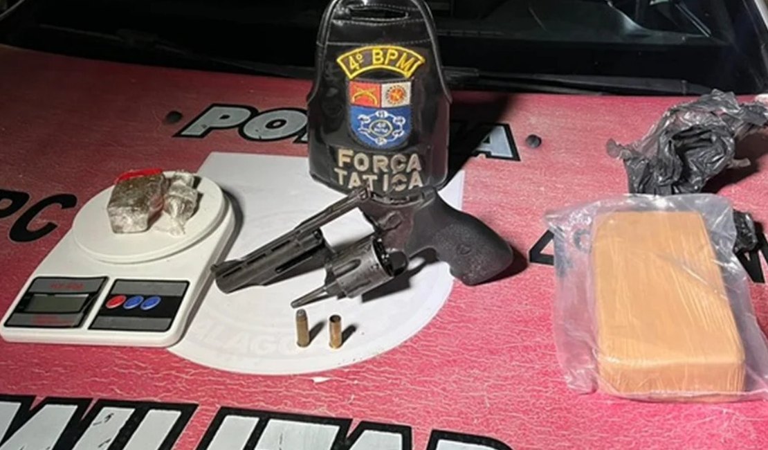 Homem atira contra policiais durante abordagem e é preso com arma e drogas em Maceió