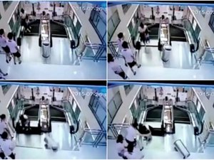 [VÍDEO] Mãe salva filho e depois morre em acidente com escada rolante na China