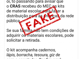 Semas alerta para mensagens falsas sobre doação de kits escolares