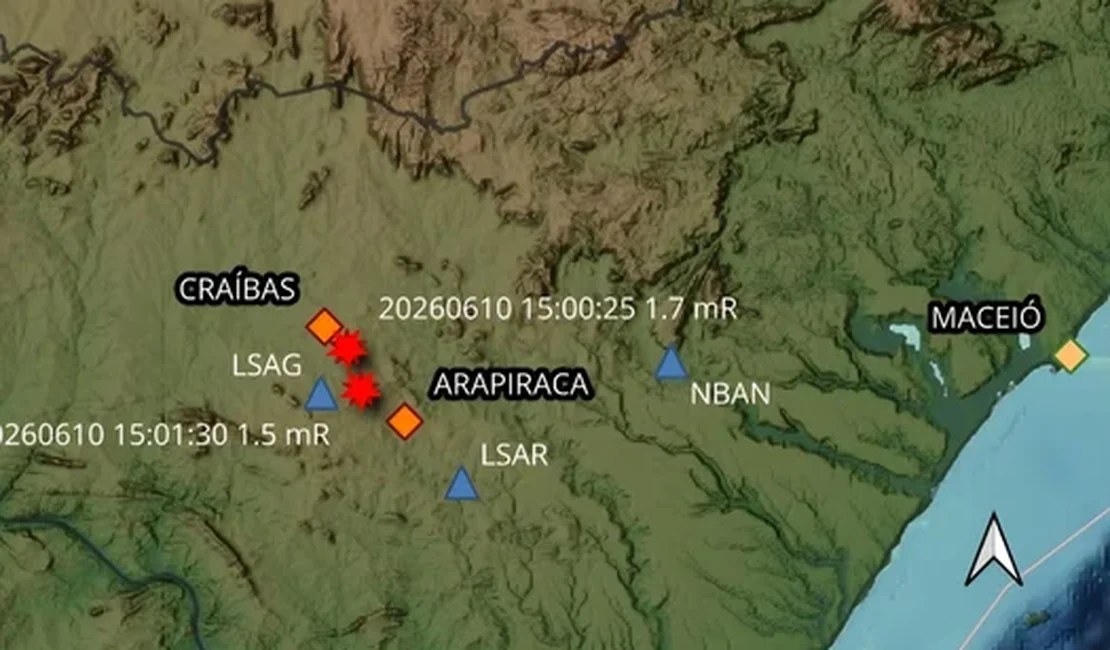 Arapiraca e Craíbas voltam a registrar tremores de terra no Agreste de Alagoas