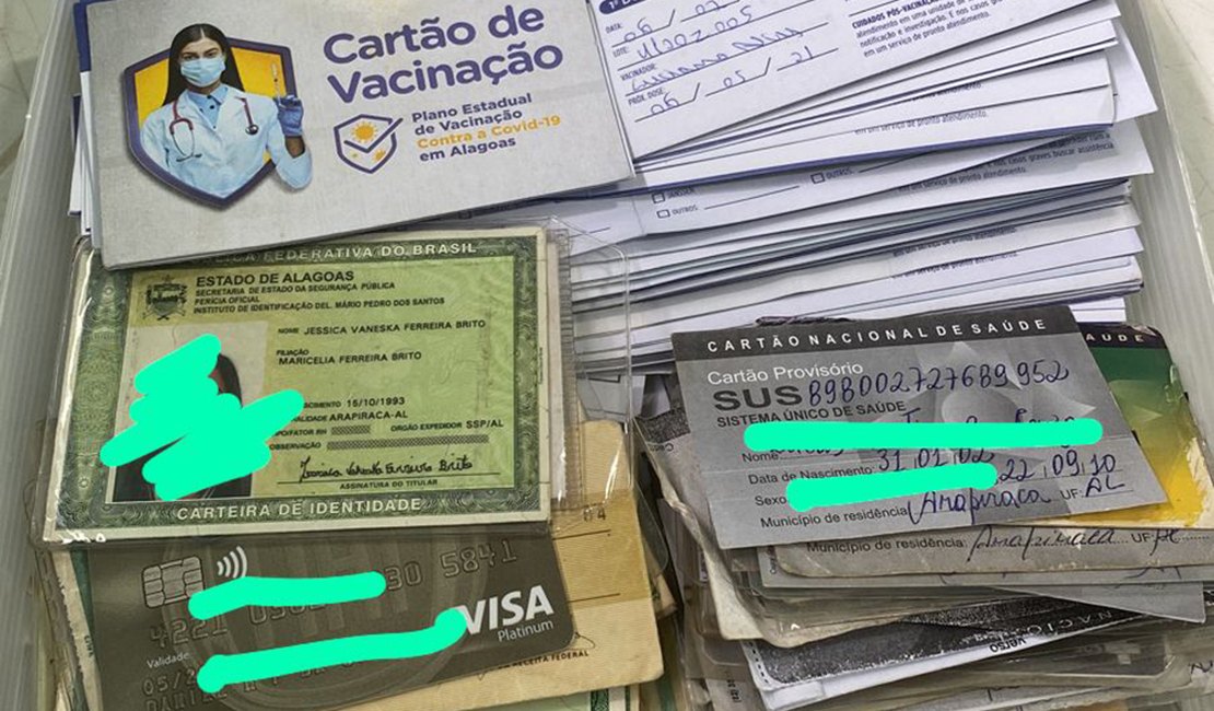 Documentos e cartões esquecidos nos postos de vacinação de Arapiraca podem ser recuperados no Ginásio João Paulo II