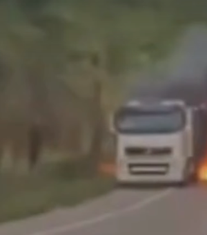 Caminhoneiro consegue salvar cabine de carreta em incêndio