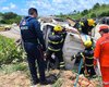 Motorista preso em ferragens após capotamento é resgatado na divisa entre Alagoas e Pernambuco