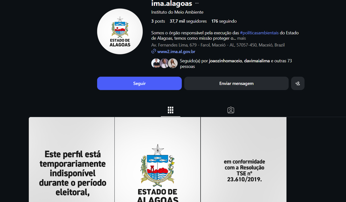 Governo de Alagoas antecipa suspensão de perfis oficiais nas redes