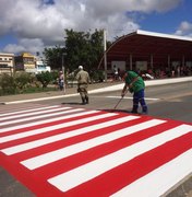 SMTT realiza pintura de sinalização horizontal no Programa Arapiraca Cuida de Mim