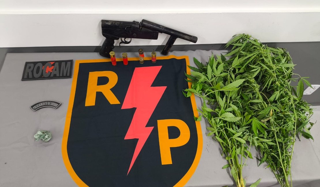 Homem é preso por tentativa de homicídio, porte ilegal de arma de fogo e posse de drogas em Santana do Ipanema
