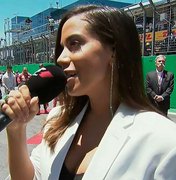 [Vídeo] Anitta canta hino reduzido e rouba a cena em Interlagos