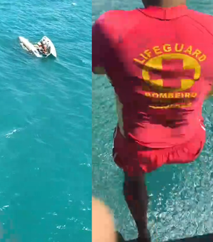 Catamarã naufraga na Praia do Sobral e dois pescadores são resgatados em Maceió