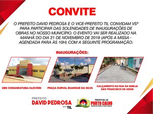 Prefeitura de Porto Calvo prepara inaugurações no dia da padroeira