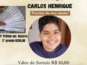 Família realiza sorteio beneficente para custear cirurgia de criança em Major Isidoro