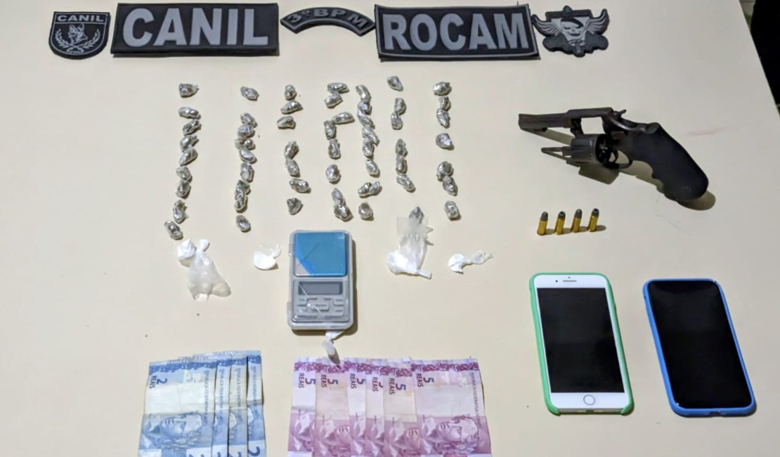 Homem é preso com drogas e arma de fogo no bairro Manoel Teles, em Arapiraca