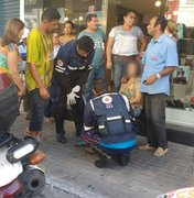 Motociclista atropela pedestre que atravessava rua no Centro de Arapiraca