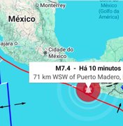 Terremoto de magnitude 7,4 atinge o México, e EUA emitem aleta de tsunami