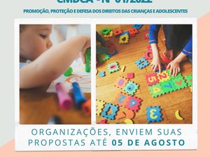 CMDCA de Palmeira  recebe propostas de organizações da sociedade civil até o dia 5