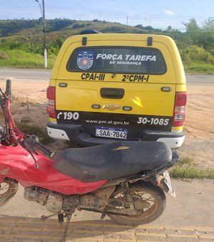 Moto é apreendida pela Polícia em Joaquim Gomes