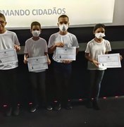 Crianças participam de aula inaugural do ‘projeto Pelotão Mirim 2022’, em Arapiraca
