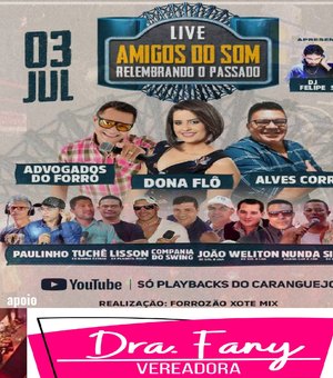 Vereadora apoia live de músicos de Arapiraca que será realizada hoje