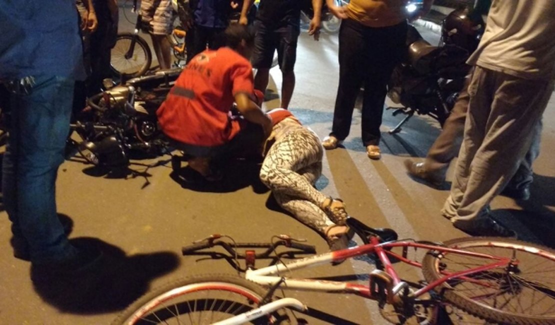 Moto-táxi clandestino atropela ciclista em cruzamento de Arapiraca