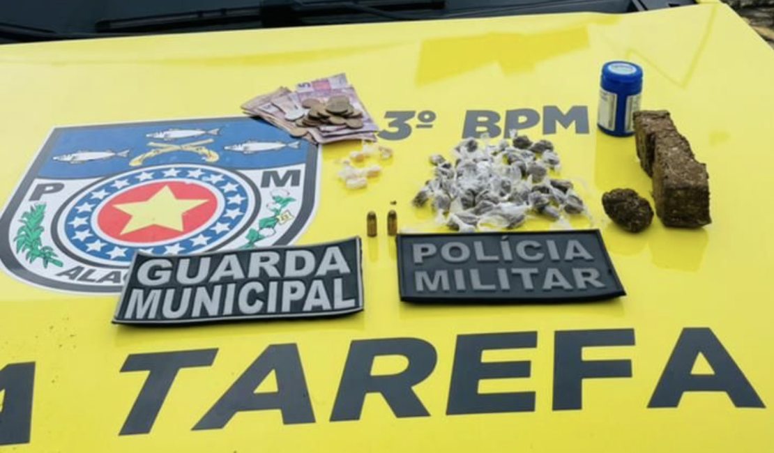 Dupla é presa por tráfico de drogas e porte ilegal de munições no centro de Teotônio Vilela
