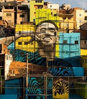 Intervenção artística homenageia Gabriel Jesus no bairro onde o craque nasceu