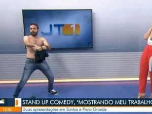 Comediante tira a roupa em jornal da Globo e deixa âncora sem graça