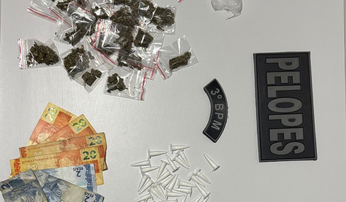 Jovem é preso com maconha e cocaína no bairro Manoel Teles, em Arapiraca