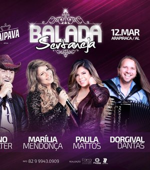 Balada vai reunir cantores do tradicional forró de vaquejada ao sertanejo universitário