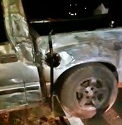 Condutor fica ferido após colidir com cavalo e capotar o carro
