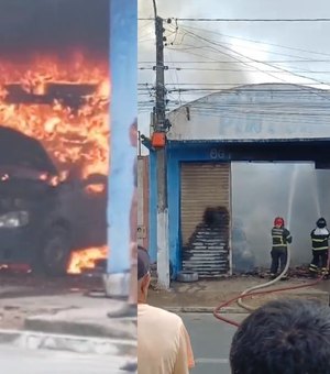 [Vídeo] Incêndio de grandes proporções destrói oficina na cidade de Arapiraca