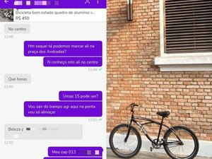 Vítima de roubo encontra a própria bicicleta em site de vendas, marca encontro e polícia prende criminoso