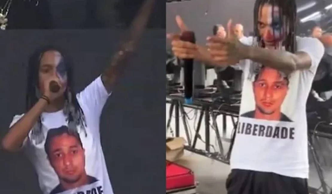 [Vídeo]: Oruam veste camiseta com rosto do pai, líder do CV, no Lollapalooza