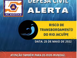 Defesa Civil faz alertar para risco de transbordamento de rios