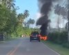 Bugre pega fogo na AL-101 Norte em trecho de acesso à Praia do Patacho