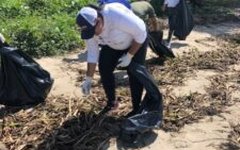 Mutirão de limpeza retira lixo deixado pela população nas praias de Porto de Pedras
