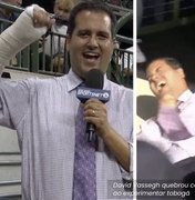 ‘Holy crap!’: repórter se quebra ao escorregar em tobogã de estádio nos EUA; assista