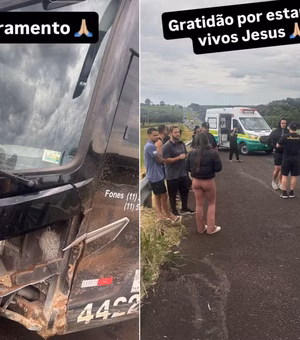 Cantor Latino e equipe sofrem acidente de ônibus na Rodovia SP-310 no interior de SP